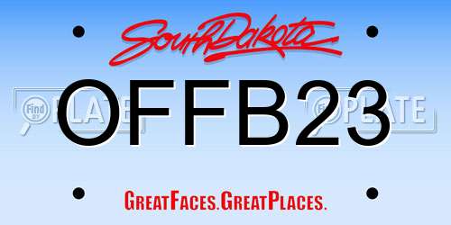 OFFB23 South Dakota License Plate