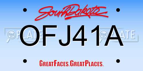 OFJ41A South Dakota License Plate
