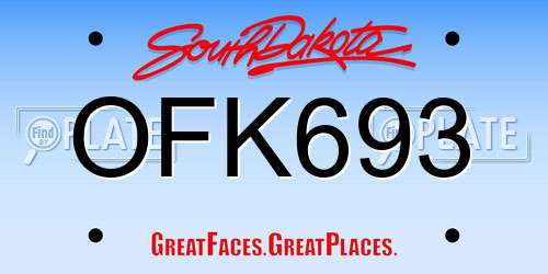 OFK693 South Dakota License Plate