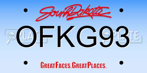 OFKG93 South Dakota License Plate