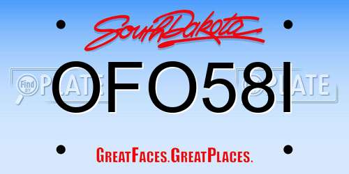 OFO58I South Dakota License Plate