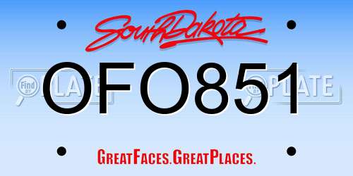 OFO851 South Dakota License Plate
