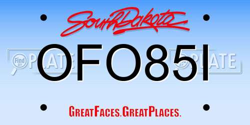 OFO85I South Dakota License Plate