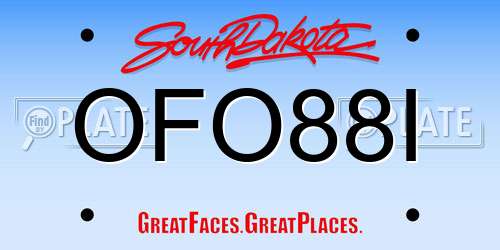 OFO88I South Dakota License Plate