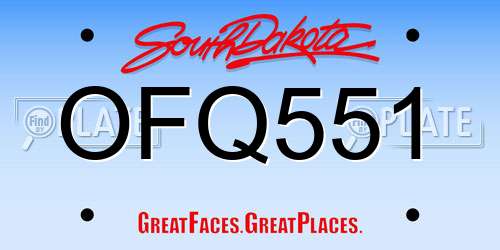 OFQ551 South Dakota License Plate