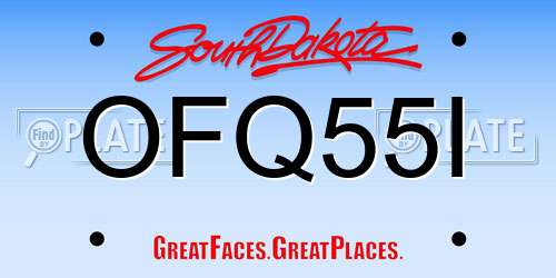 OFQ55I South Dakota License Plate