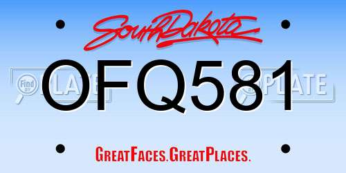 OFQ581 South Dakota License Plate