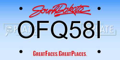 OFQ58I South Dakota License Plate