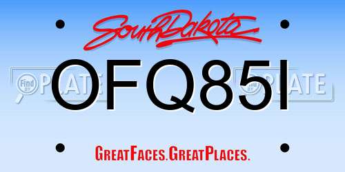 OFQ85I South Dakota License Plate
