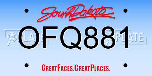 OFQ881 South Dakota License Plate