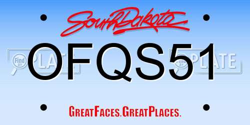 OFQS51 South Dakota License Plate
