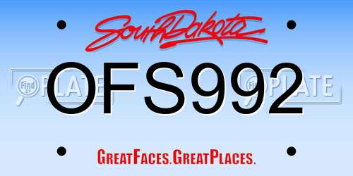 OFS992 South Dakota License Plate