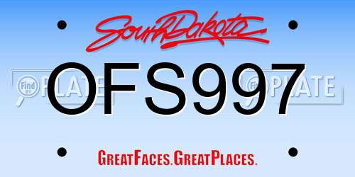 OFS997 South Dakota License Plate