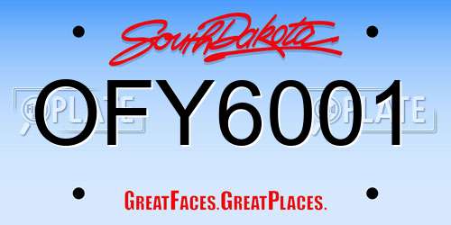 OFY6001 South Dakota License Plate