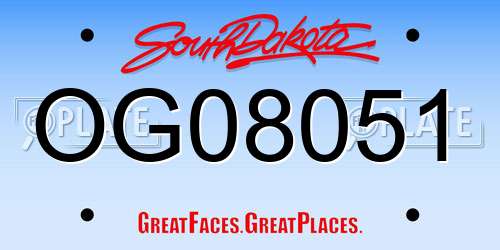 OG08051 South Dakota License Plate