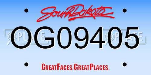 OG09405 South Dakota License Plate