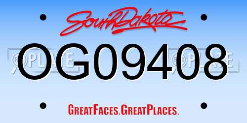 OG09408 South Dakota License Plate