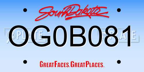 OG0B081 South Dakota License Plate