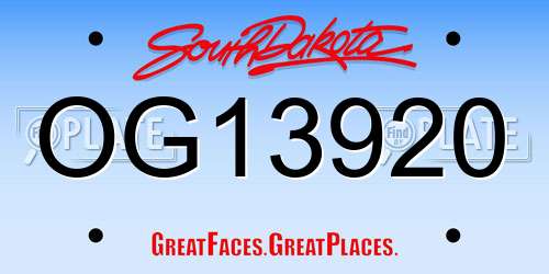 OG13920 South Dakota License Plate