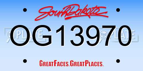 OG13970 South Dakota License Plate