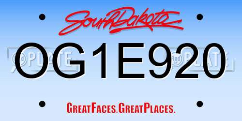 OG1E920 South Dakota License Plate