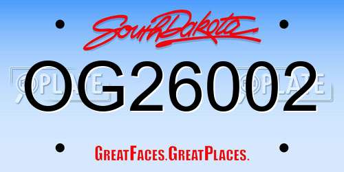 OG26002 South Dakota License Plate