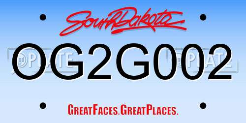 OG2G002 South Dakota License Plate