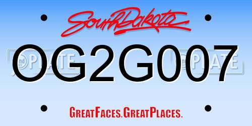 OG2G007 South Dakota License Plate