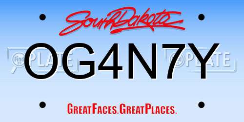 OG4N7Y South Dakota License Plate