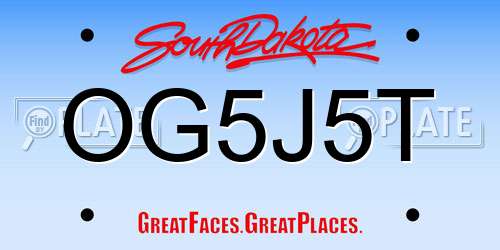 OG5J5T South Dakota License Plate