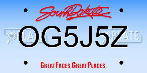 OG5J5Z South Dakota License Plate