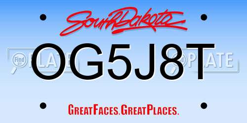 OG5J8T South Dakota License Plate