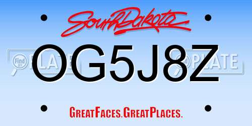 OG5J8Z South Dakota License Plate