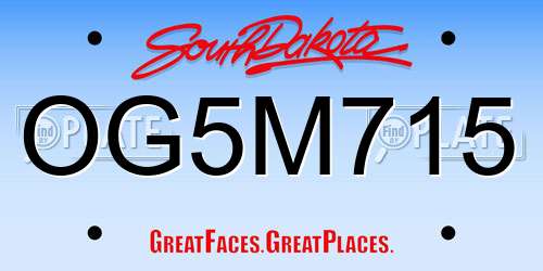 OG5M715 South Dakota License Plate