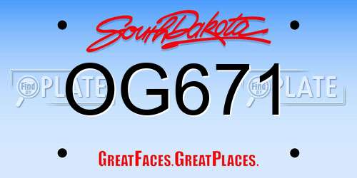 OG671 South Dakota License Plate