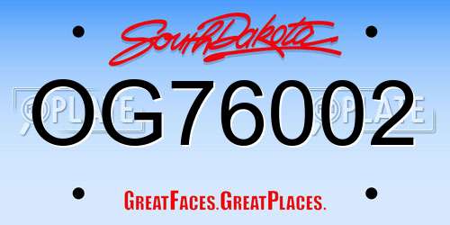 OG76002 South Dakota License Plate
