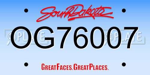 OG76007 South Dakota License Plate