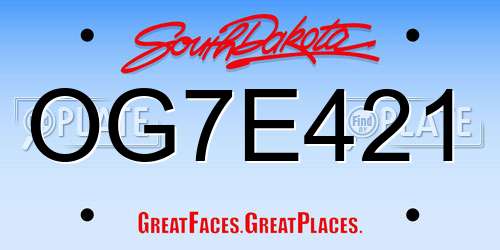 OG7E421 South Dakota License Plate