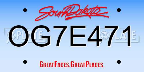 OG7E471 South Dakota License Plate