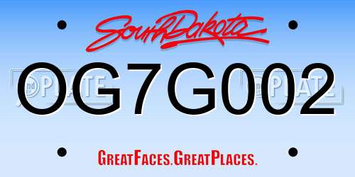 OG7G002 South Dakota License Plate