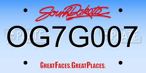 OG7G007 South Dakota License Plate
