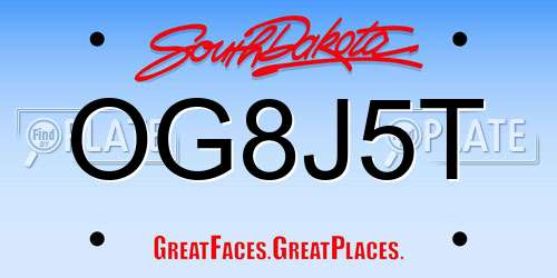 OG8J5T South Dakota License Plate