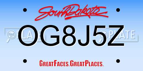 OG8J5Z South Dakota License Plate