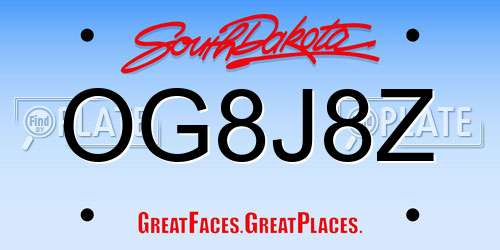 OG8J8Z South Dakota License Plate
