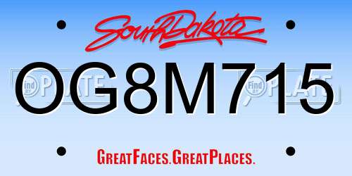 OG8M715 South Dakota License Plate