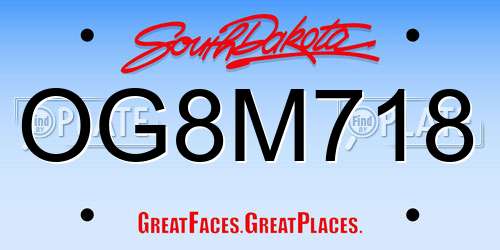 OG8M718 South Dakota License Plate
