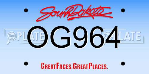 OG964 South Dakota License Plate
