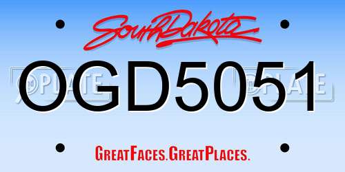 OGD5051 South Dakota License Plate