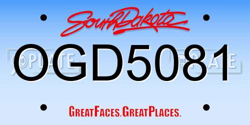 OGD5081 South Dakota License Plate