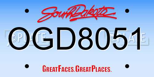 OGD8051 South Dakota License Plate